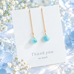 再再・・再販☆希少高品質ドミニク共和国ラリマーファセットハート Larimar AAA☆14kgf☆アメリカンピアス