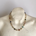 Vintage USA retro gold tone multicolor beads necklace