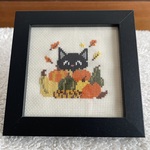 【送料込】カボチャのネコ🎃フレーム入り