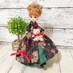 モールテディベア付 緑タータンチェック 4点セット｜22cmドール服