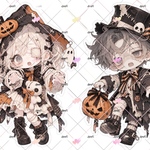 オリジナルステッカー　ハロウィンバージョン　ちびっ子ゾンビ　コラージュ素材　6種類6枚セット