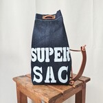 デニム巾着バッグ　酒袋巾着　SUPER SAC 　ビンテージデニム　ムラ糸デニム　wisteria's fine drygoods  アンティークミシンで製作 酒袋　巾着　