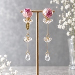【ツヤッと透明感♡】レジン 花 ドライフラワー クリア お呼ばれ ピンク 揺れる ピアス イヤリング クリア 華奢 結婚式 ウェディング ラッピング ギフト 雫　春 フォーマル カジュアル 枯れない花