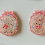 ひつじちゃんとうさぎちゃんのリボンプレート 2枚セット