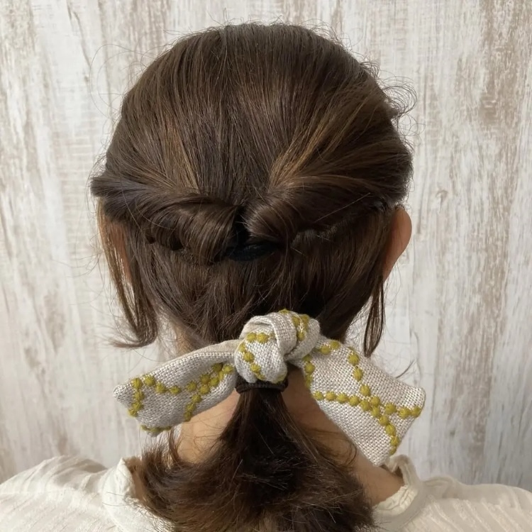 再販2】ミナペルホネン リボンヘアゴムワイヤー rosy OR - hana+