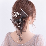 ♥️100 【 パール ＆ ブラック 】ポニーフック  / ヘアアクセサリー ヘアリボン