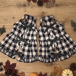 モノトーンギンガムチェックのキャミエプロンワンピース犬服