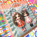m様ご予約）アリス＆ペパーミントフリル×リンゴちゃんガアコの魅力的なレトロパッチワーク厚手コットンオックストートバッグ