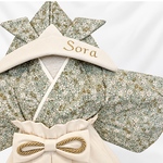 ✴︎80〜90✴︎名前刺繍可🪡布兜＆ベビー袴SET ✴︎mintflower✴︎ 出産祝い　初節句　こどもの日　７５３など