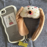 わんストラップ🫖ミルクティーカラー｜ぬいぐるみハンドストラップ｜シール付き