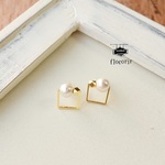 "square□○ pearl" pierce/earring #3