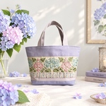紫陽花 インド刺繍×キラキラツイード 帆布/トートバッグ