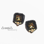 レオパードビジューとパールピアス△ブラック