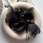 2pcs)4592)Aタイプ)シフォンタッセル)black heart charm)#1y