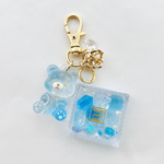 ANIMAL BOX♡ブルーベア　　　　シャカシャカ　キーホルダー　レジン　アニマル　スイーツ　プレゼント　ミニチュア　フェイクスイーツ　鉱石　ジュエル　ブルー　傘　雨