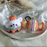 【再販】くまカボチャ🐻　キャンディ🍬　ハロウィン　あみぐるみヘアゴム（ベビー・キッズ用）