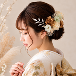 白×金の紫陽花と林檎の花　No.GW02　髪飾り　成人式　卒業式　結婚式　成人式髪飾り　卒業式髪飾り　結婚式髪飾り　ヘアアクセサリー　髪かざり　振袖　着物　和装　ウェディング　留袖　前撮り