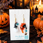ハロウィン　魔女にゃんこと可愛いおばけのピアス　イヤリングヾ(๑╹◡╹)ﾉ"🎃アレルギー対応致します🎃