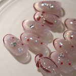 no.279 Jammy Pink🍒🎀｜ジュワっと色めく甘さ｜チークネイル｜マグネットネイル｜ﾎﾟﾋﾟｭﾚﾏｸﾞ｜ピンク｜赤ネイル｜リボン｜ハート｜バブルネイル｜ビジューネイル