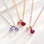選べる二粒の誕生石ネックレス　ゴールド/シルバー/ピンクゴールドネックレス　天然石　４mm/３mm サージカルステンレス　金属アレルギー対応 