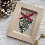 クリスマススワッグ　刺繍フレーム　インテリア　オブジェ　クリスマス　手刺繍　冬