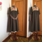yuwa薔薇柄ドルマンスリーブロングワンピース