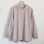 コットンリネンのセーラーブラウス・グレイッシュピンク(長袖) 【予約販売9月上旬】
