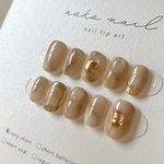 𝚋𝚎𝚒𝚐𝚎 𝚖𝚊𝚛𝚋𝚕𝚎🤍ネイルチップ/  ニュアンスネイルネイル ホワイトネイル マグネットネイル ベージュネイル ブラウンネイル