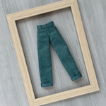 コーデュロイのロールアップパンツ(ブルーグリーン)☆ 22cmドール・服☆