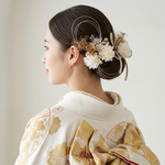 成人式 結婚式 卒業式 七五三 髪飾り 　ドライフラワー  水引　髪飾り 赤（ 金箔付き ）