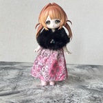   ボアケープ   黒    1/6ドール用、ミディブライス用