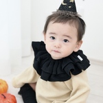 フリルビブ 【 ブラック 】 ハロウィン　ダブルガーゼ　ベビー　キッズ　スタイ　つけ襟　仮装