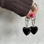 NEWハートシリーズ♡ブラック 黒✳︎2way✳︎推し活✳︎シルバー✳︎フープピアス✳︎イヤリング