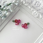 ꫛꫀꪝ✨ベルフラワーピアス　クリア×フューシャピンク