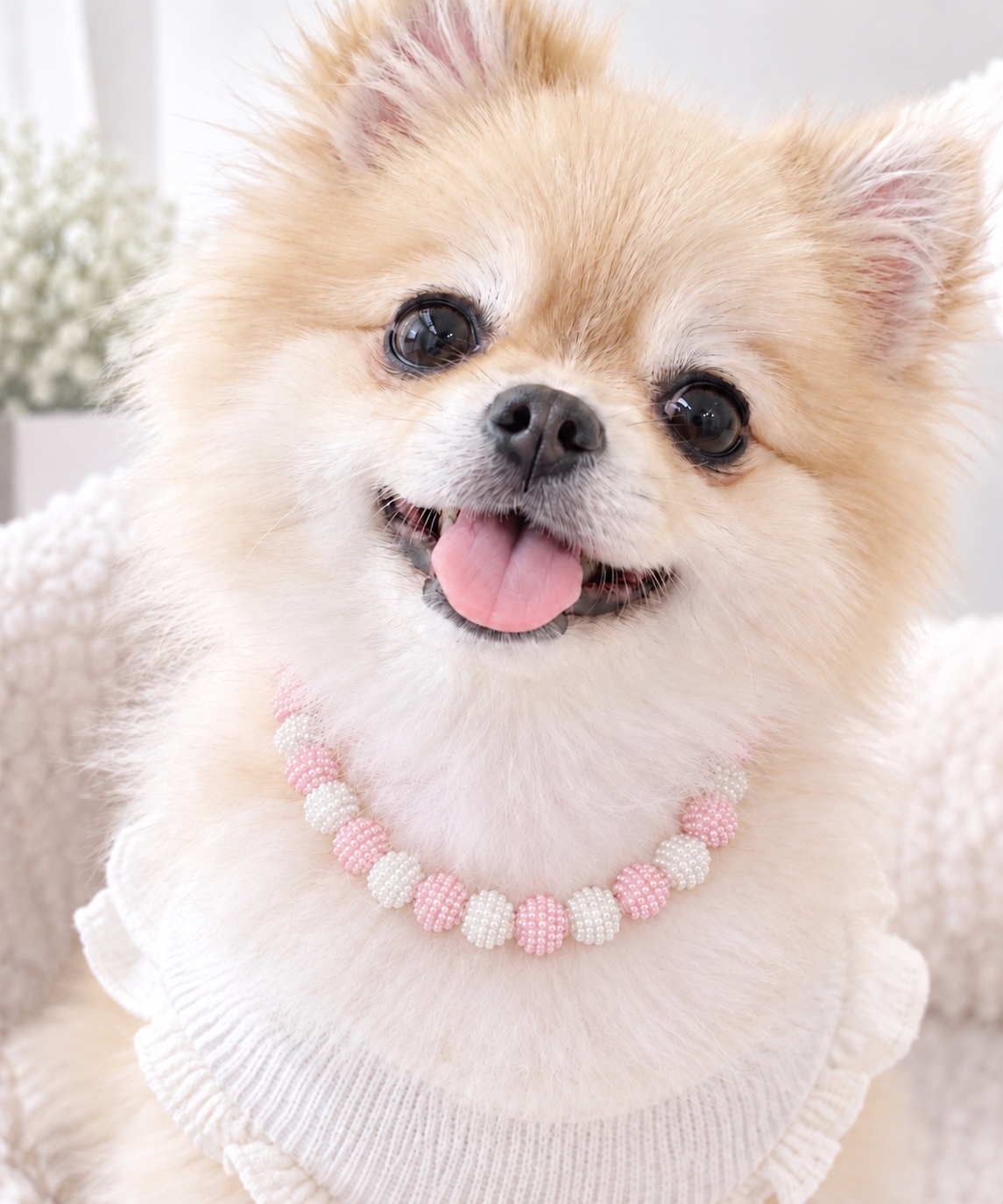 犬用 猫用 パールネックレス イニシャル 名前入り ペットアクセサリー