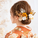成人式 結婚式 卒業式 七五三 リボン 髪飾り　黄色