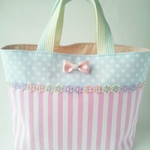 トートバッグ【dot×stripe・pink】