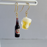 K瓶ビール＆生ビールピアス イヤリング 秋ピアス 秋イヤリング ミニチュア 食品サンプル