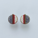 pierce／earring  circle silver×red× ivory  真鍮バー
