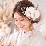 アネモネのラプンツェル風ヘッドドレス　結婚式ヘア　花嫁ヘア　和装髪飾り　ヘアアクセサリー