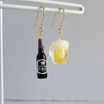 S瓶ビール＆生ビールピアス 秋ピアス 秋イヤリング ミニチュア 食品サンプル 冬