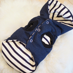 中綿ダウンベスト デニムボーダー