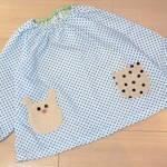 110cm半袖スモック（うさぎ/ホワイト×ブルー系）