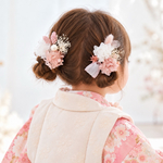 七五三 髪飾り オーガンジー リボン  ピンク ( 成人式 卒業式 結婚式  )