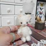 レトロ　小さめ　白猫　テディベア　玩具　ぬいぐるみ　しろ　ねこ　アートドール　ミニチュア