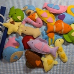 フェルト 魚釣り 竿2本 魚10匹 ハート柄 竿ピンク