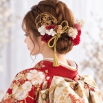成人式 結婚式 卒業式 七五三 髪飾り 　紫陽花 髪飾り 緑（ 金箔付き ）