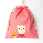 【31.5cm×30cm】黒いネコのお着替え入れ （ピンク） 動物