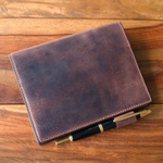 【ワイルドな革の表情が楽しめる】A6 システム手帳 Brown 【Note】