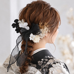 成人式 卒業式 結婚式 七五三 髪飾り ドライフラワー 椿 髪飾り（ 金箔付き ）